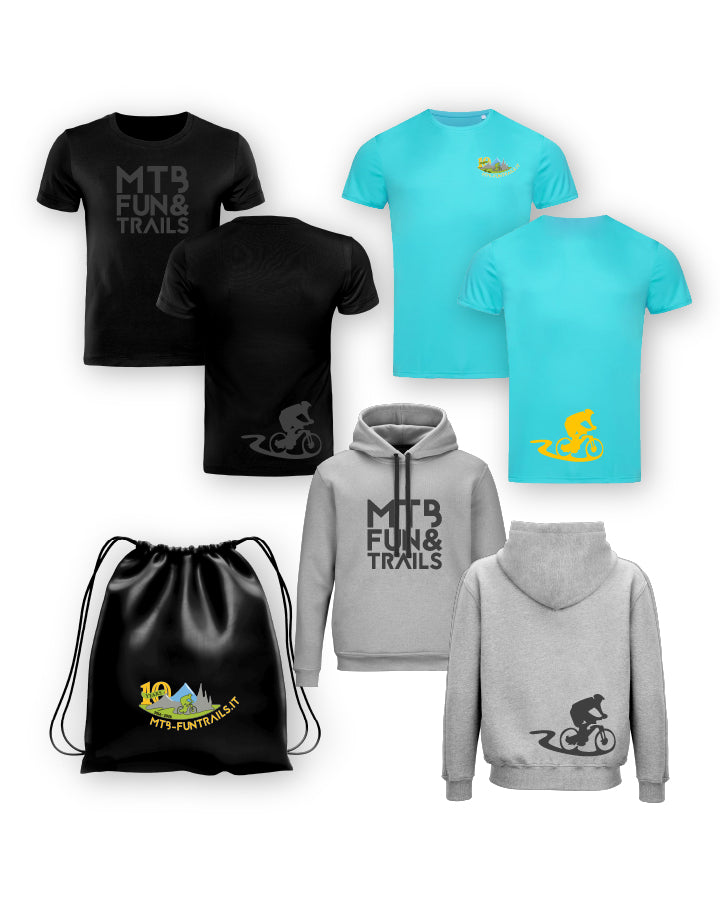 MTB Fun & Trails Hellblaues Kit mit grauem Sweatshirt