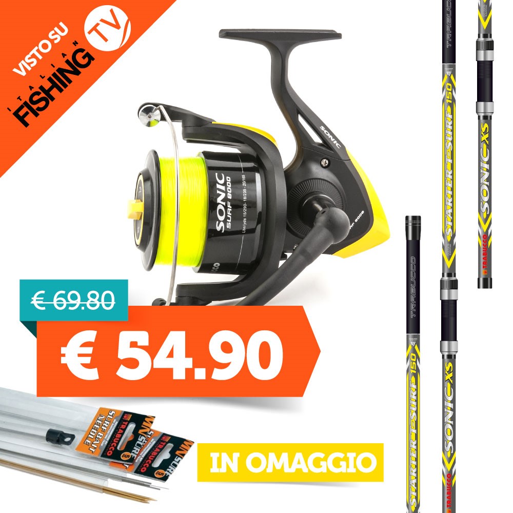 Combo Surf Casting Sonic XS + Sonic XS Surf 8000 Italienischer Fischereifernsehen